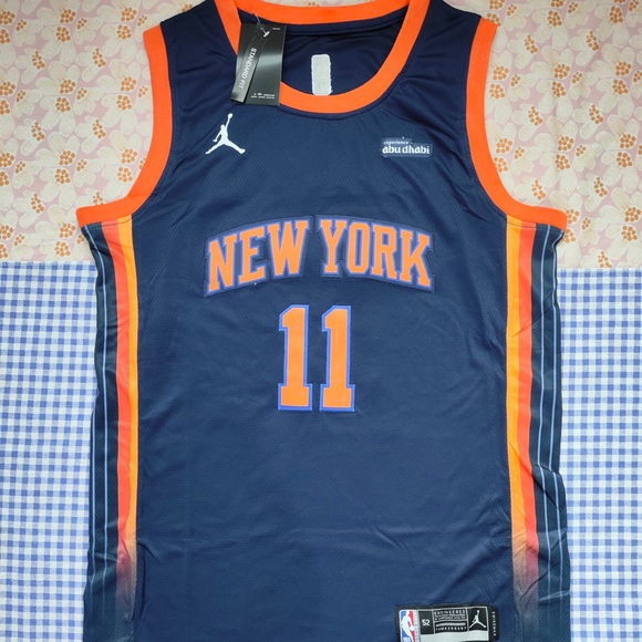 NBA Other - NBA New York Knicks Navy Blue and Orange #11 Jersey - Jordan Brand